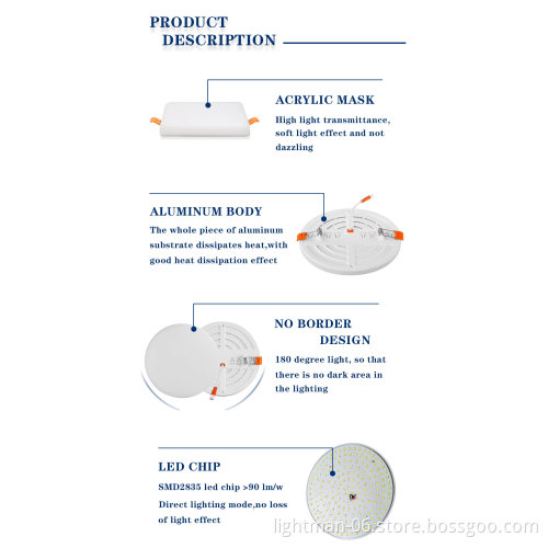 IP40 18W 120mm Frameless Round LED Panel Light